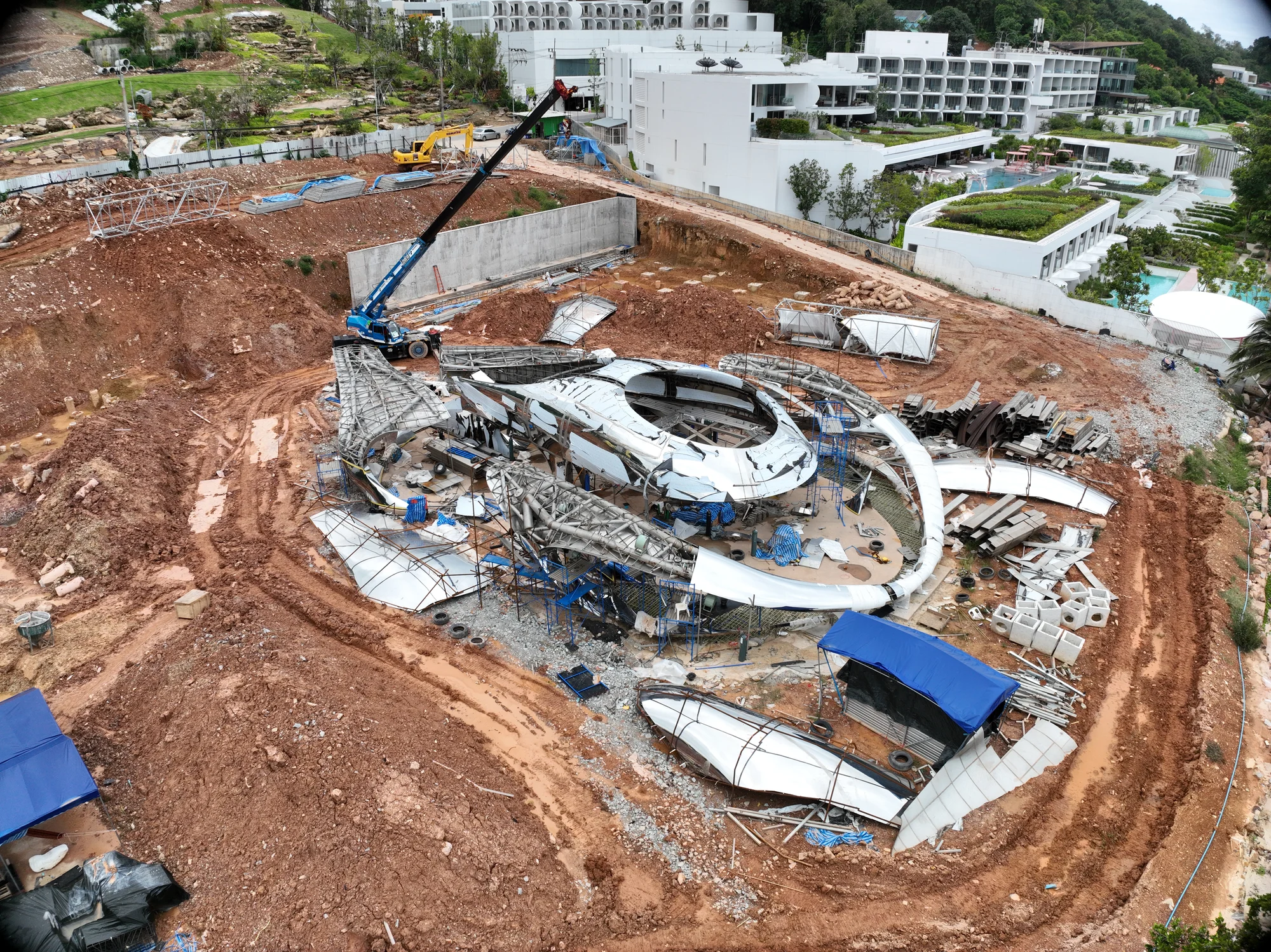 Aerial construction photograph of the AVA project